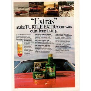1979 Turtle Extra Hard Shell Car Wax Vintage Print Ad Chevy Camaro Z28 Wall Art